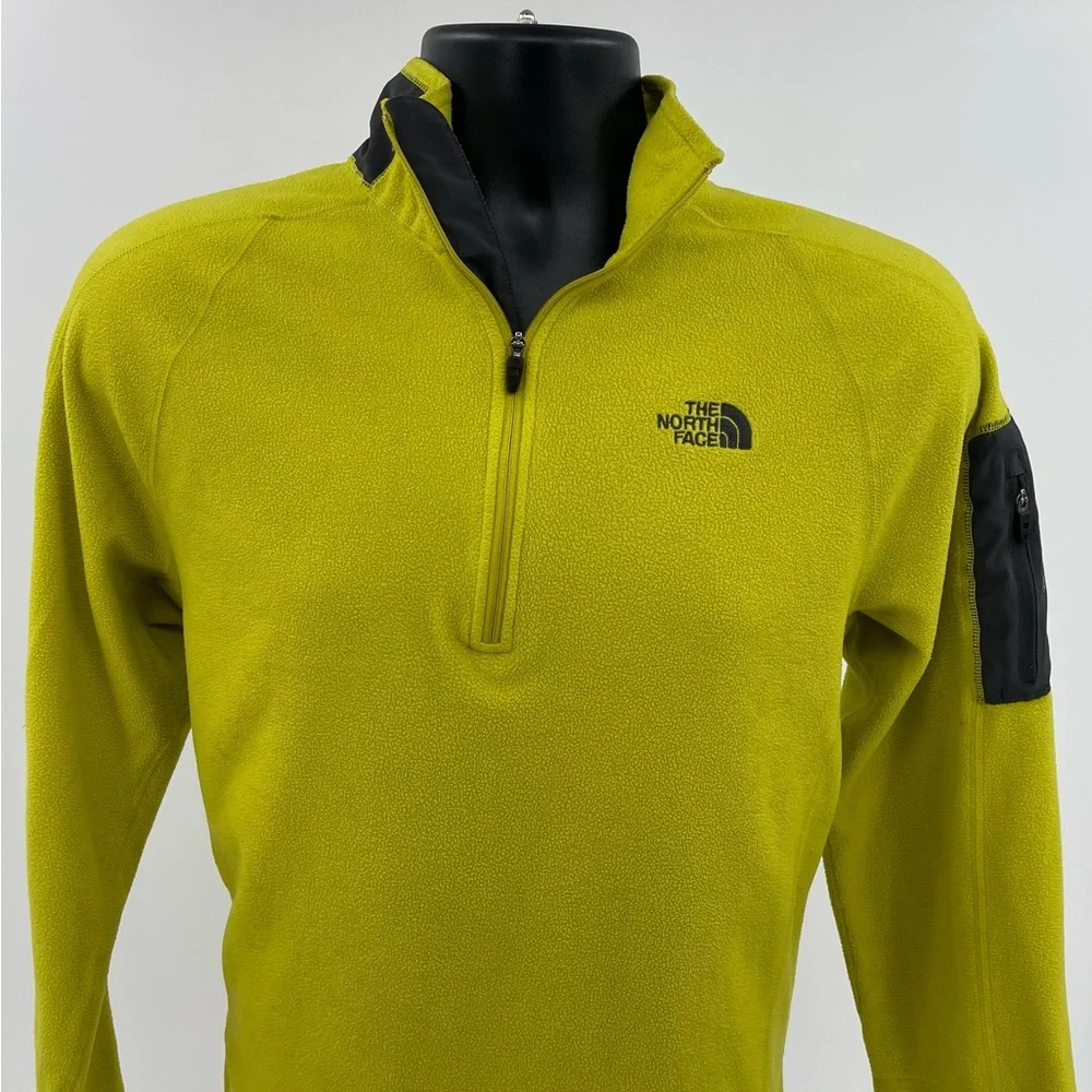 The North Face Mens 1/4 Zip Fleece Yellow Green Flash Dry Size M (Tagged L) A3ZX